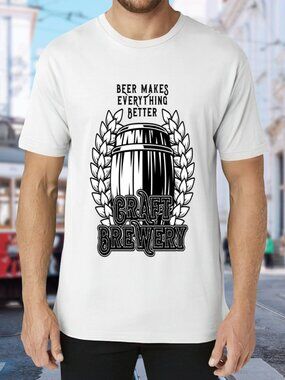 Craft Brewery Graphic Tee - White with Black Print